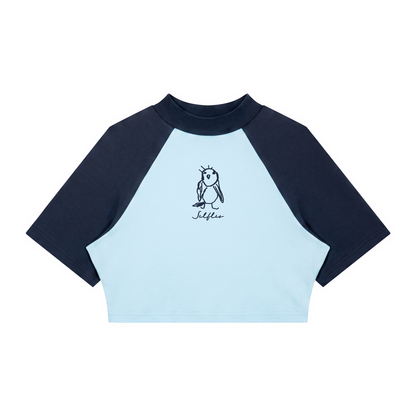 Women's Color Block Raglan Crop Tee
