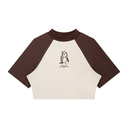 Women's Color Block Raglan Crop Tee