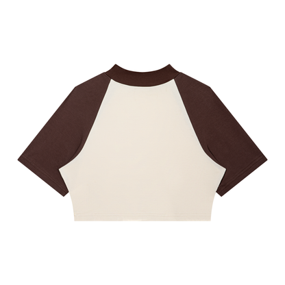 Women's Color Block Raglan Crop Tee