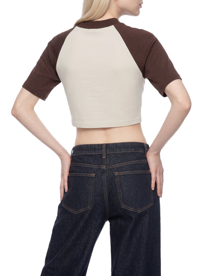 Women's Color Block Raglan Crop Tee