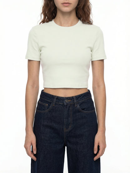 Slim Fit Ribbed Cropped Tee