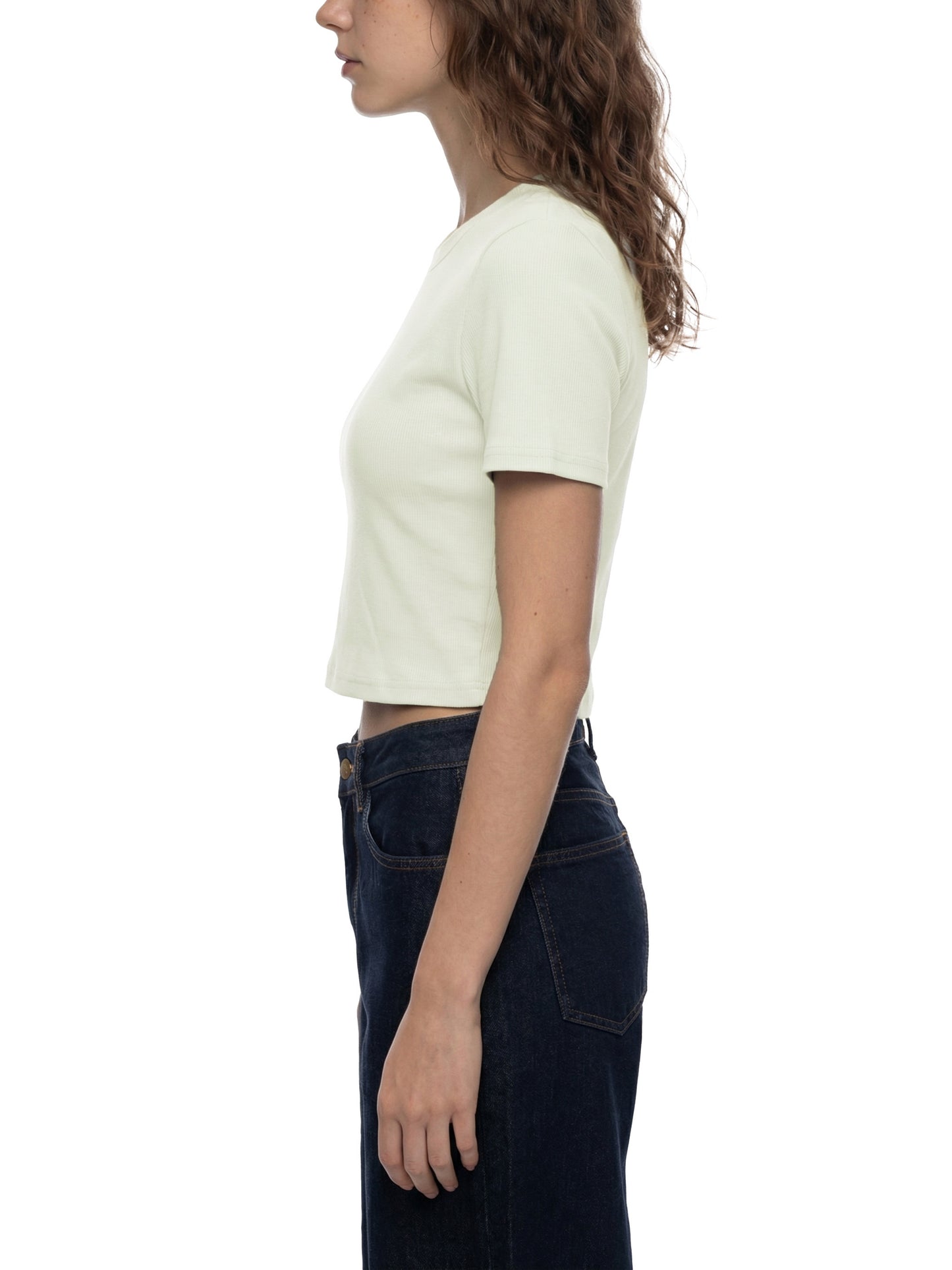 Slim Fit Ribbed Cropped Tee
