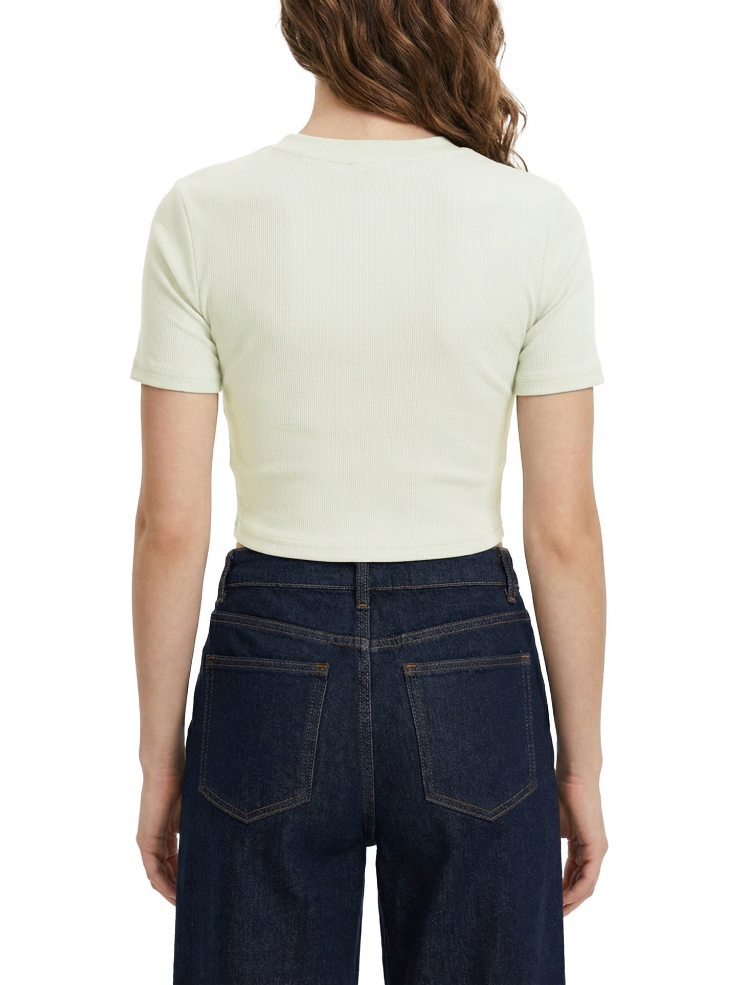 Slim Fit Ribbed Cropped Tee