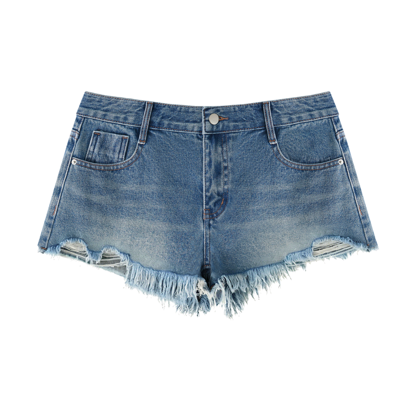 Vintage Washed Raw Hem Denim Shorts