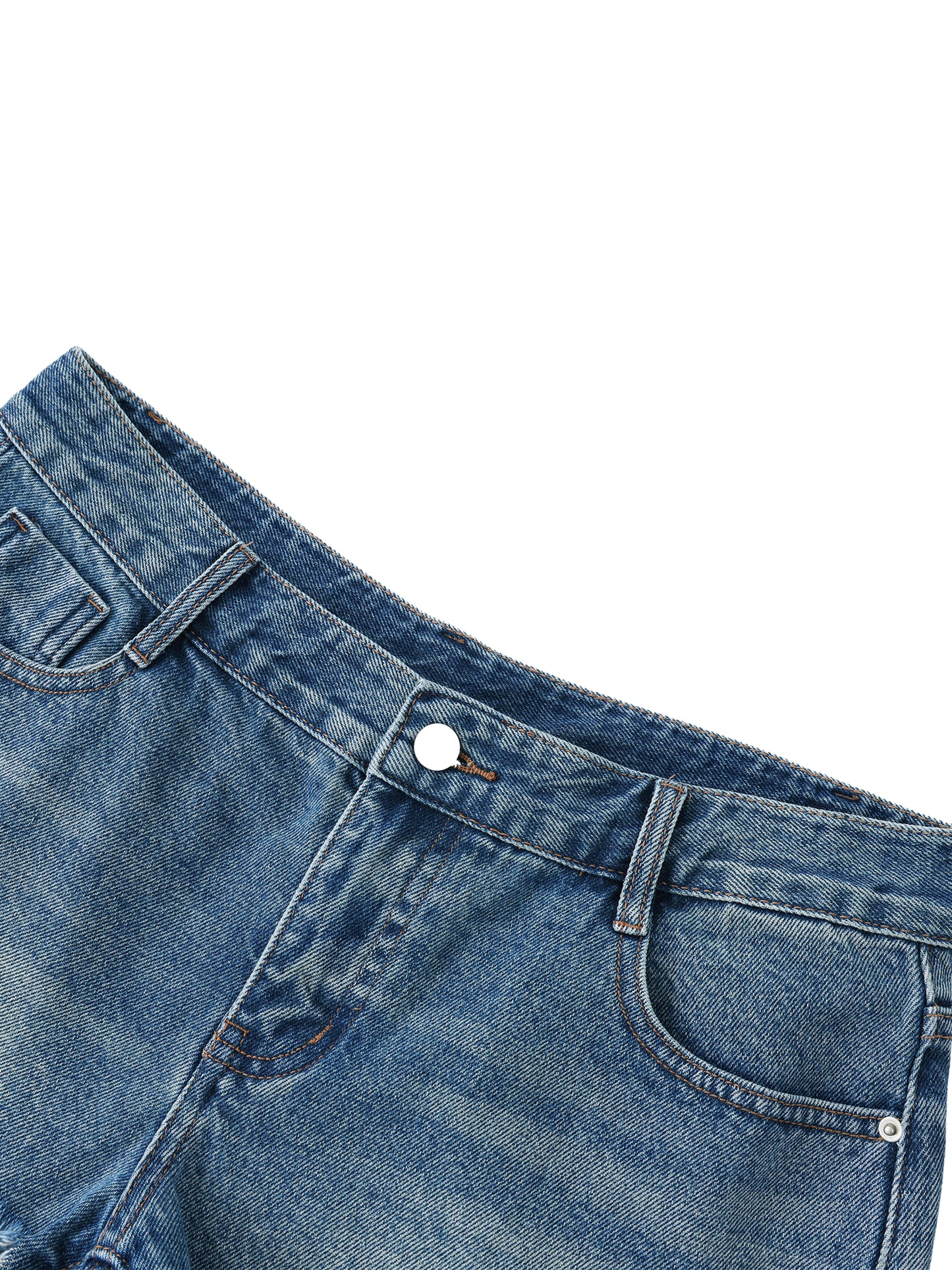 Vintage Washed Raw Hem Denim Shorts