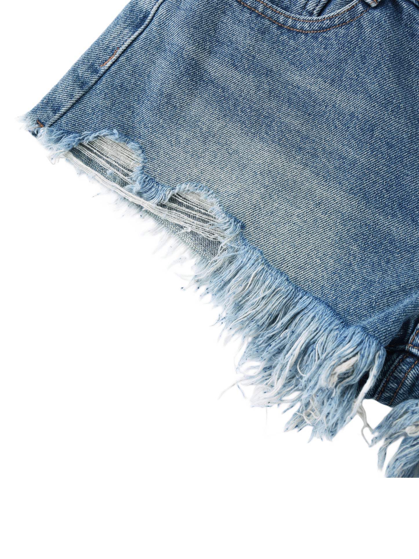 Vintage Washed Raw Hem Denim Shorts