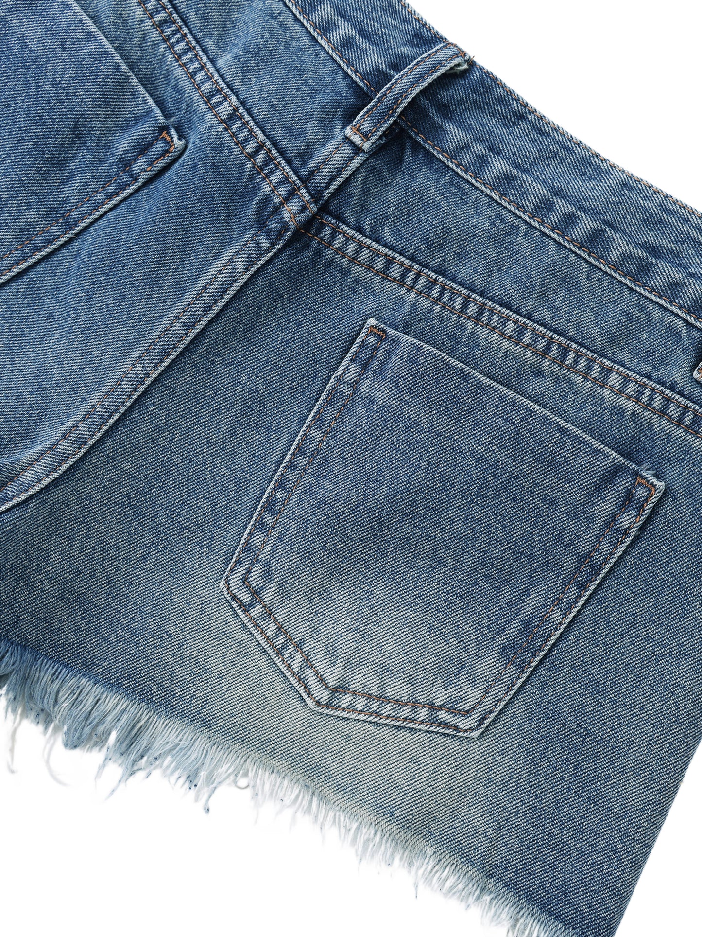 Vintage Washed Raw Hem Denim Shorts