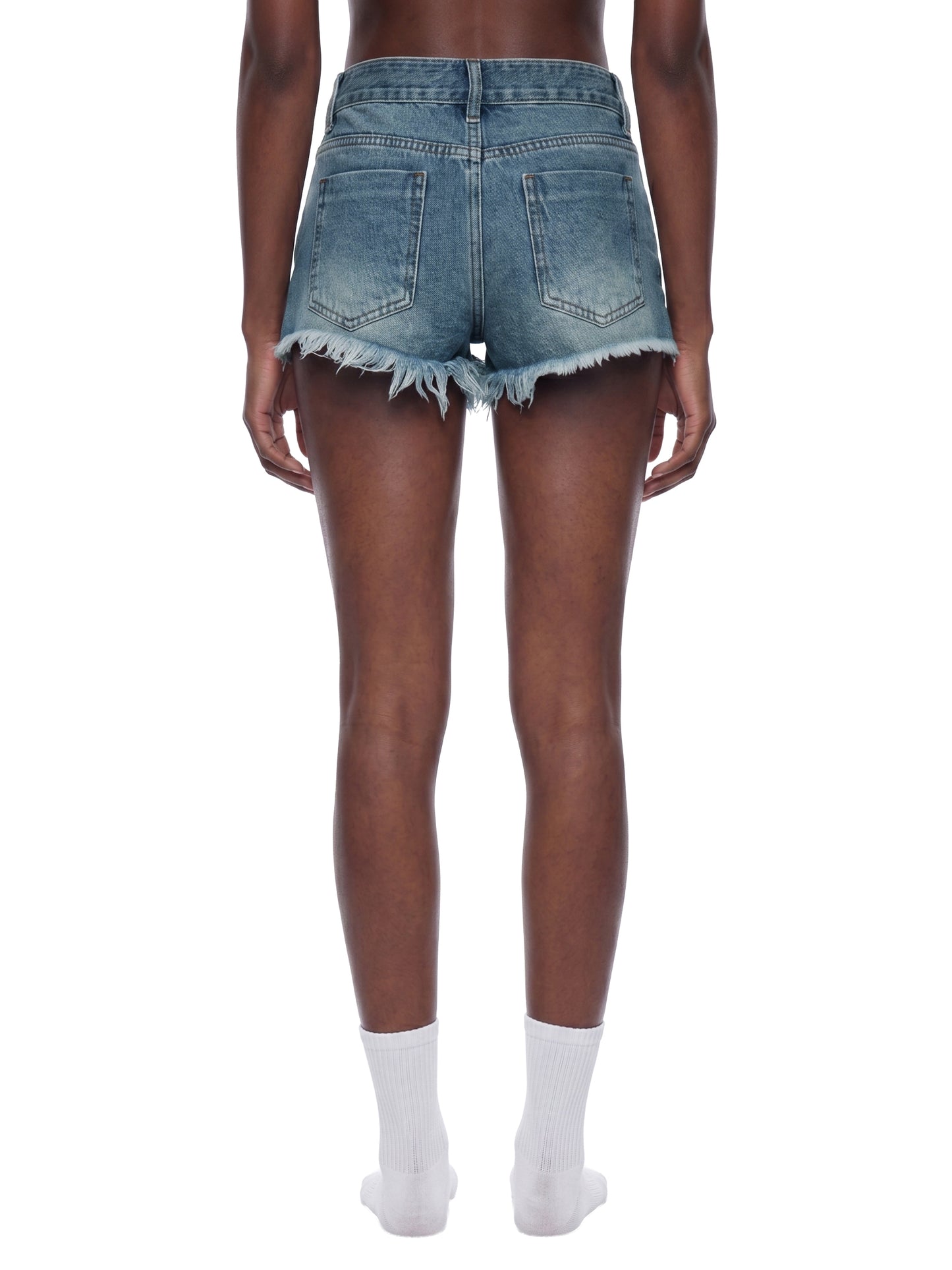 Vintage Washed Raw Hem Denim Shorts