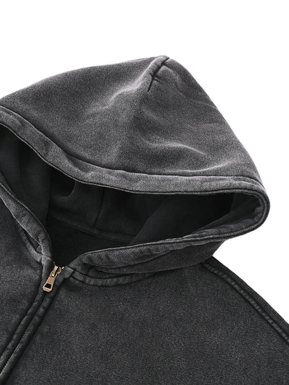 Full Zip Boxy Fleece Hoodie